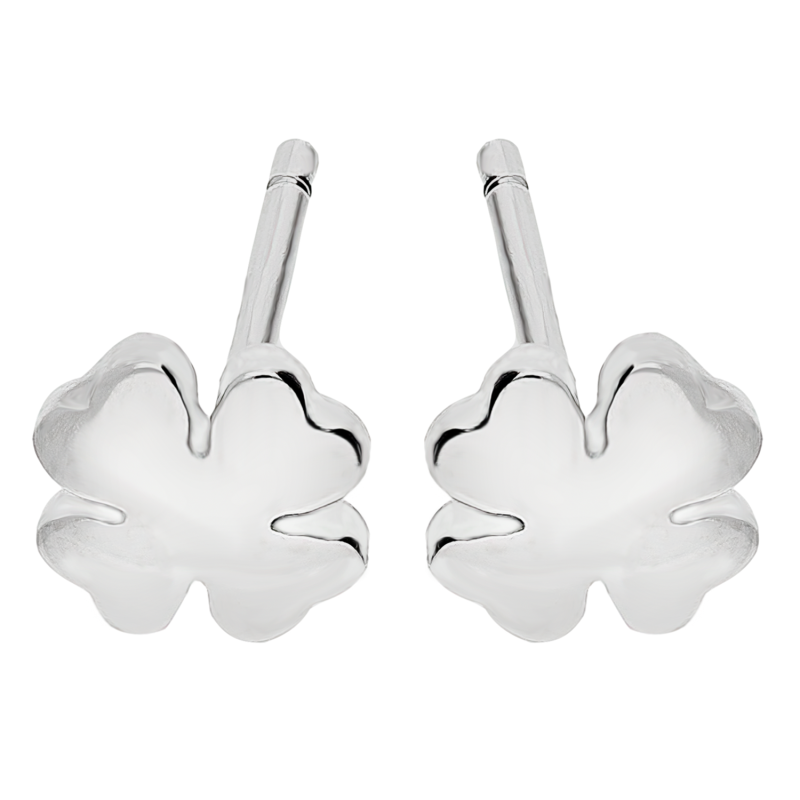 Kolczyki srebrne gładka koniczyna z serc/sztyft DA973 próba 925