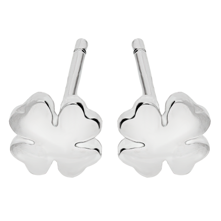 Kolczyki srebrne gładka koniczyna z serc/sztyft DA973 próba 925