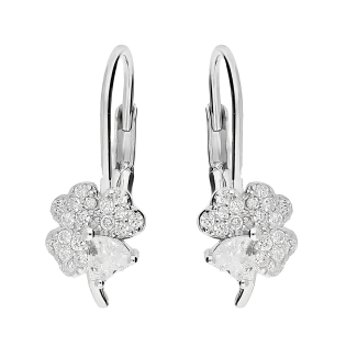 Kolczyki srebrne koniczynka z serc z białymi cyrkoniami/big.zam. DA980 próba 925