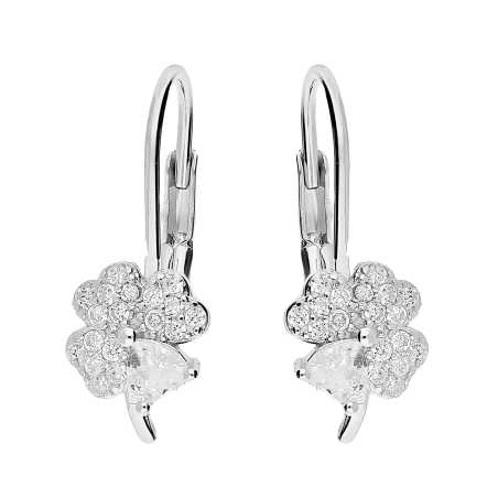 Kolczyki srebrne koniczynka z serc z białymi cyrkoniami/big.zam. DA980 próba 925