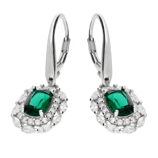 Kolczyki srebrne owalna markiza z zielonymi i białymi cyrkoniami/big.zam.  DA999 b+z próba 925