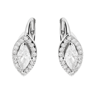 Kolczyki srebrne markiza łezka z białymi cyrkoniami/big.zam. DA1013 próba 925