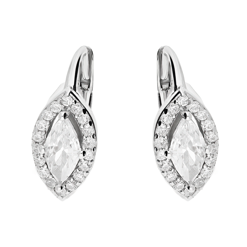 Kolczyki srebrne markiza łezka z białymi cyrkoniami/big.zam. DA1013 próba 925