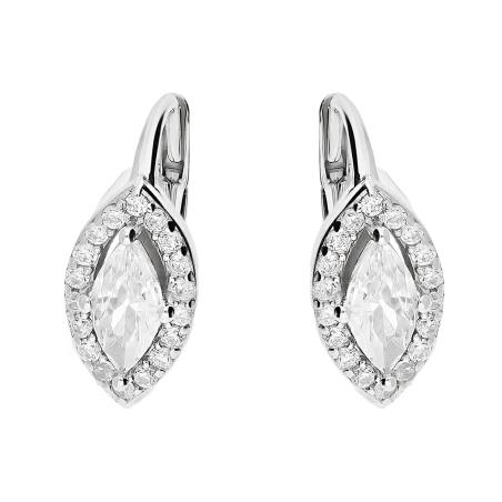 Kolczyki srebrne markiza łezka z białymi cyrkoniami/big.zam. DA1013 próba 925
