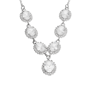 Naszyjnik srebrny owalne markizy z białymi cyrkoniami/anker DA1014 próba 925