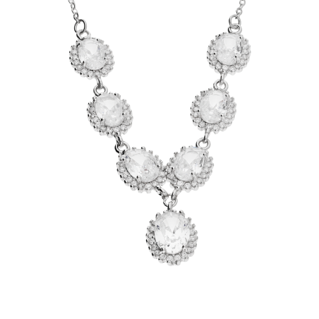 Naszyjnik srebrny owalne markizy z białymi cyrkoniami/anker DA1014 próba 925