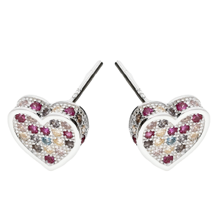 Srebrne kolczyki serca z cyrkoniami pr. 925 - JubilerSezam.pl