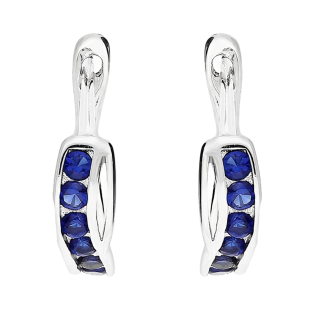 Kolczyki srebrne dla dziewczynki przecinki z c.niebieskimi cyrkoniami/ang.zap. DA HS775 b+cn próba 925