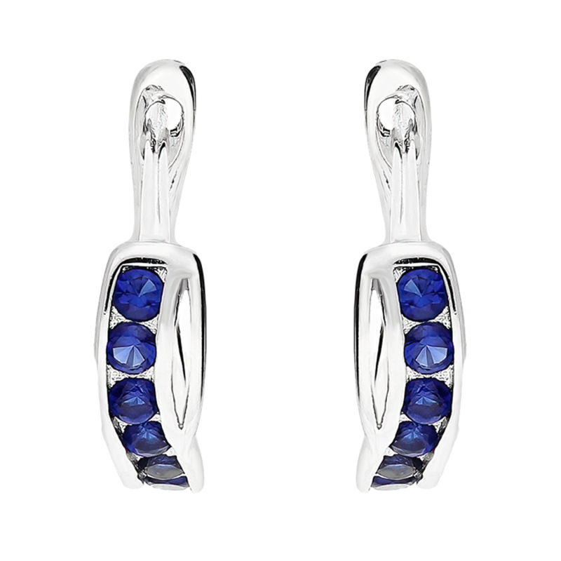 Kolczyki srebrne dla dziewczynki przecinki z c.niebieskimi cyrkoniami/ang.zap. DA HS775 b+cn próba 925