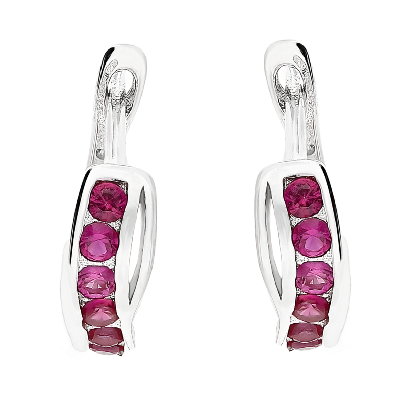 Kolczyki srebrne dla dziewczynki przecinki z czerwonymi cyrkoniami/ang.zap.DA HS775 b+cr próba 925