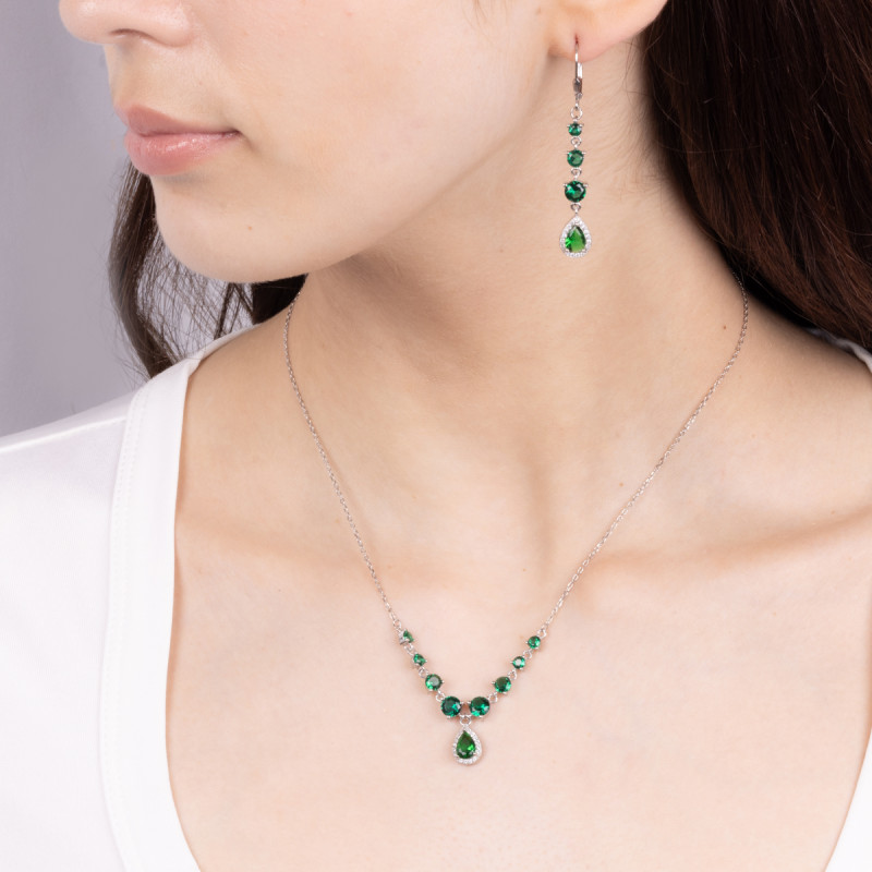 Kolczyki markiza kropla b+z+cyr 3ł x6/big HS A0660 szmaragd ROD próba 925