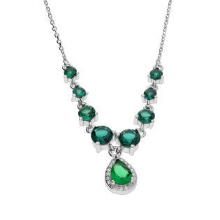 Naszyjnik srebrny szmaragdowe cyrkonie/anker HS A0660 szmaragd ROD próba 925