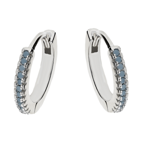 Kolczyki srebrne kółka z nano turkus/zatrzask HS1471 nano turkus próba 925