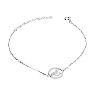 Bransoleta srebrna koń z wyciętym sercem w kole/anker HS1711 próba 925