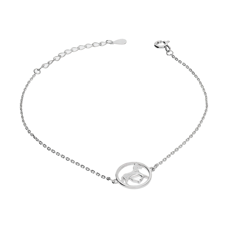 Bransoleta srebrna koń z wyciętym sercem w kole/anker HS1711 próba 925