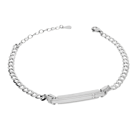 Bransoleta srebrna prostokątna blaszka z cyrkonią/pancer HS1712 próba 925