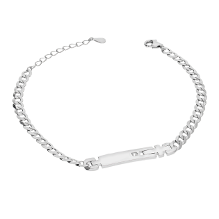 Bransoleta srebrna blaszka z cyrkonią i krzyżykiem/pancer HS1713 próba 925