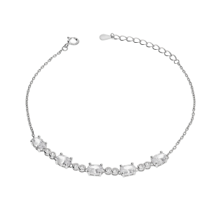 Bransoleta srebrna owale i białe cyrkonie/anker HS1767 próba 925