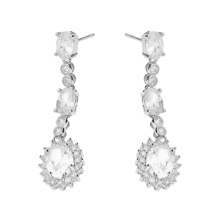 Kolczyki srebrne owalna markiza z białymi cyrkoniami/sztyft HS1767-1 próba 925