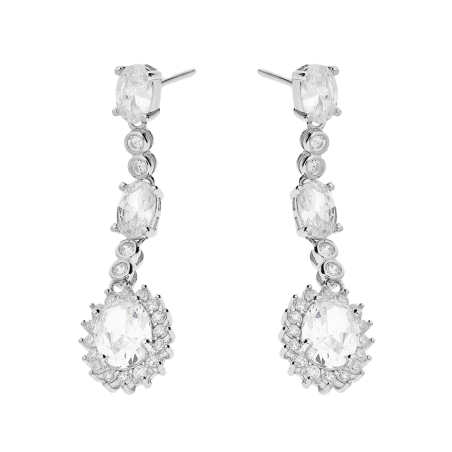 Kolczyki srebrne owalna markiza z białymi cyrkoniami/sztyft HS1767-1 próba 925