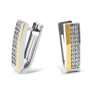 Kolczyki srebrne złota blaszka i cyrkonie/ang.zap PX 158_AU375 blaszka gold
