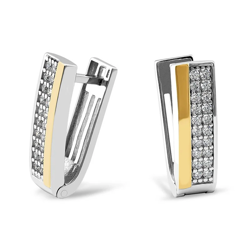 Kolczyki srebrne złota blaszka i cyrkonie/ang.zap PX 158_AU375 blaszka gold