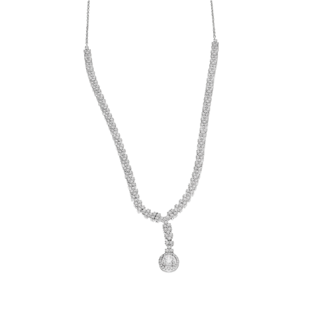 Naszyjnik srebrny okrągła markiza i białe cyrkonie/anker HS1768 próba 925