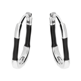 Kolczyki srebrne owale z czarną emalią/zatrzask HS1777 próba 925