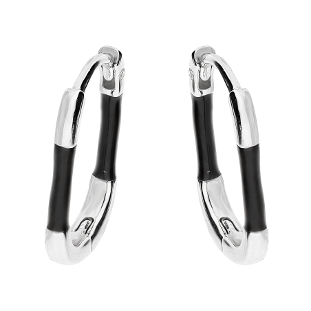 Kolczyki srebrne owale z czarną emalią/zatrzask HS1777 próba 925