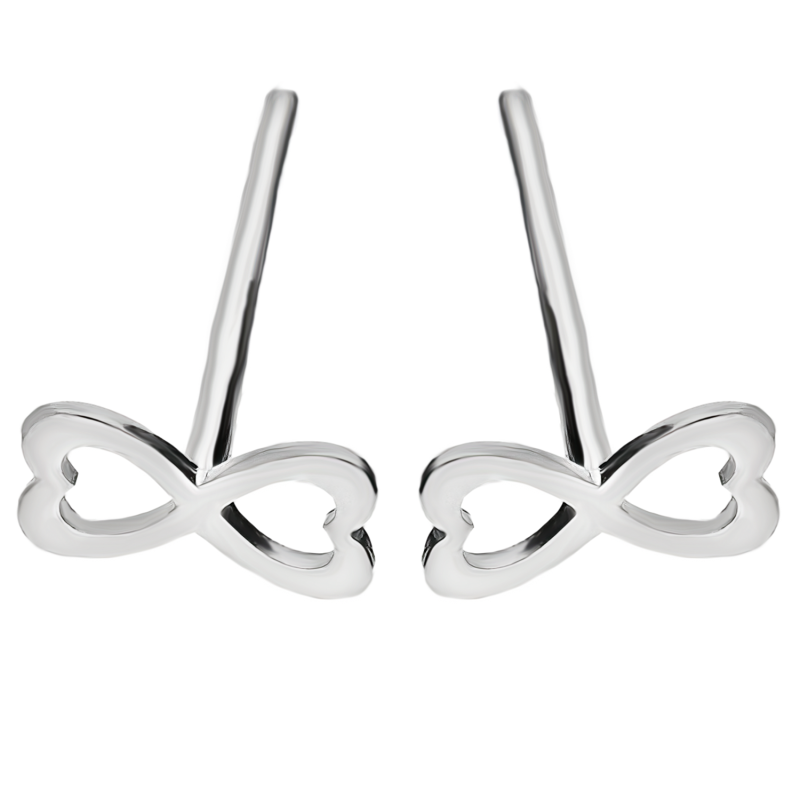 Kolczyki srebrne infinity z serc blask/sztyft JZ049 ROD próba 925