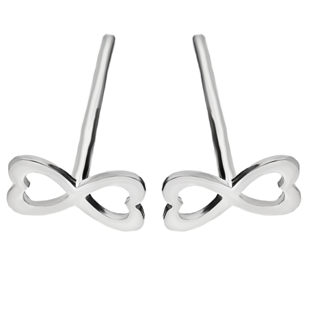 Kolczyki srebrne infinity z serc blask/sztyft JZ049 ROD próba 925