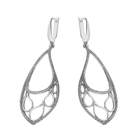 Kolczyki srebrne ażurowa kropla z kulkami bead/ang.zap. SZ294 próba 925
