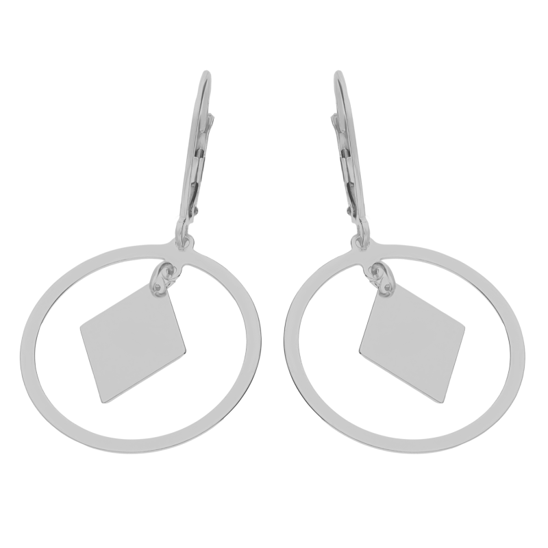 Kolczyki srebrne romb gładki w kole/big.zam. SZ299 próba 925