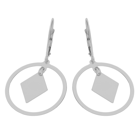 Kolczyki srebrne romb gładki w kole/big.zam. SZ299 próba 925