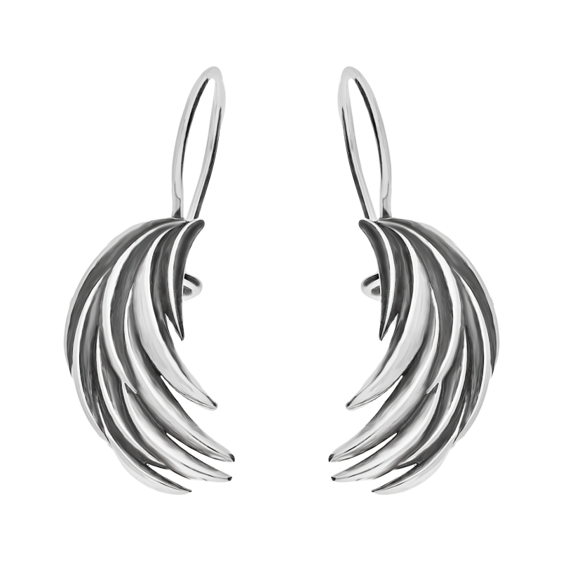 Kolczyki srebrne skrzydło tłoczone/bigiel SZ302 próba 925