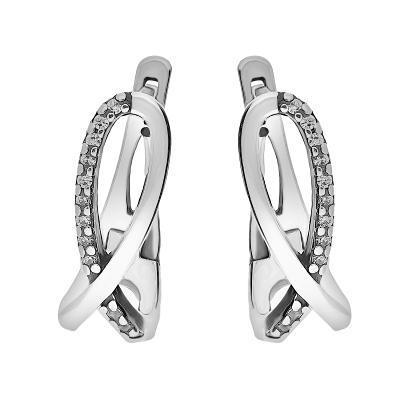 Kolczyki srebrne infinity z białymi cyrkoniami/ang.zap. SZ309 próba 925