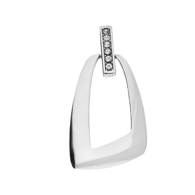 Zawieszka srebrna trapez obły z białymi cyrkoniami SZ313 próba 925