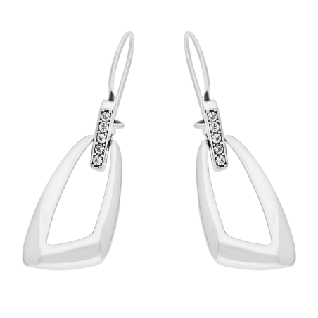 Kolczyki srebrne trapez obły z białymi cyrkoniami/big.zam. SZ313A próba 925