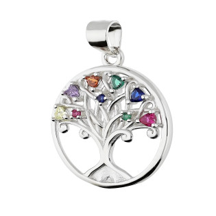 Zawieszka srebrna drzewko szczęścia z kolorowymi cyrkoniami HS DA855 próba 925