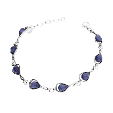Bransoleta srebrna krople z niebieskim uleksytem jubilerskim SZ320 niebieski próba 925