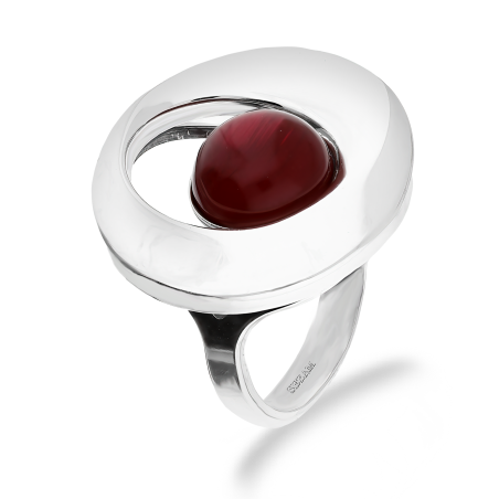 Srebrny Pierścionek Koło z Uleksytem Bordowym pr. 925 - JubilerSezam.pl