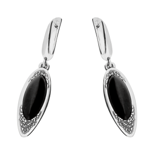 Kolczyki srebrne kropla z czarnym onyksem jubilerskim/ang.zap. SZ322 czarny próba 925