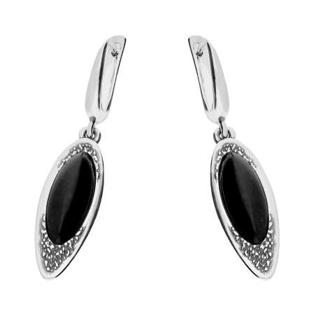 Kolczyki srebrne kropla z czarnym onyksem jubilerskim/ang.zap. SZ322 czarny próba 925