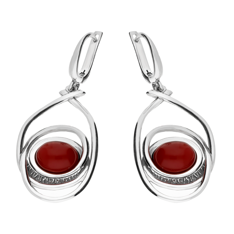 Kolczyki srebrne masa koralowa w kropli/ang.zap. SZ323 masa koral próba 925