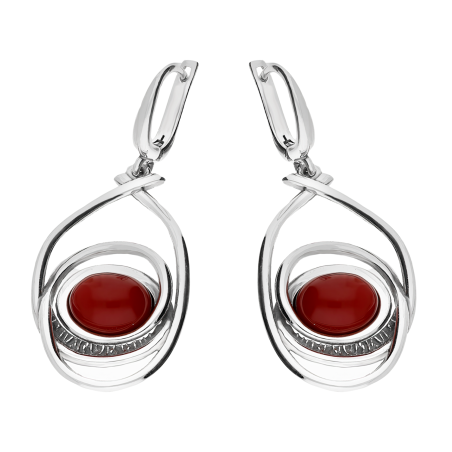 Kolczyki srebrne masa koralowa w kropli/ang.zap. SZ323 masa koral próba 925