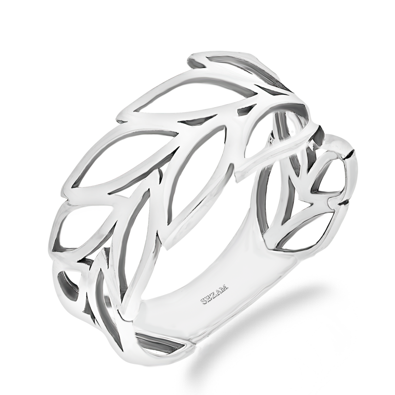 Srebrny Pierścionek Ażurowe Listki pr. 925 - JubilerSezam.pl