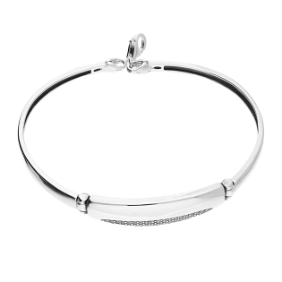 Bransoleta srebrna blaszka z białymi cyrkoniami/półsztywna SZ335 próba 925