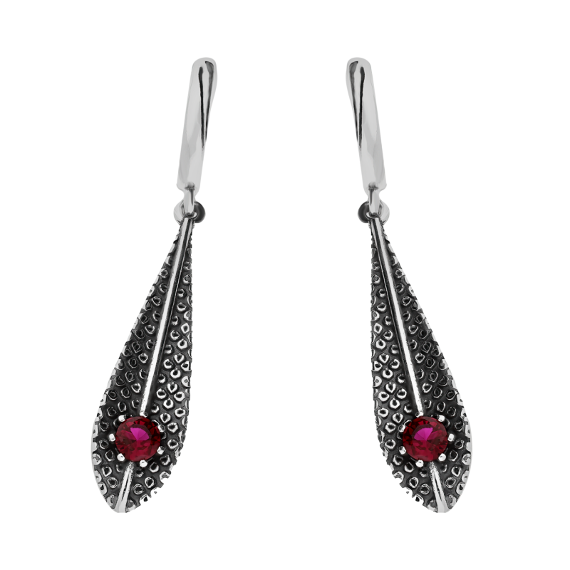 Kolczyki srebrne zdobiona kropla z białą cyrkonią/ang.zap SZ338 próba 925