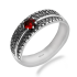 Pierścionek srebrny zdobiony z czerwoną cyrkonią SZ338 czerwony próba 925
