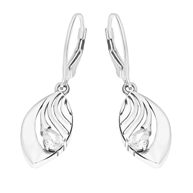Kolczyki srebrne ażurowa łezka z cyrkonią/big.zam. TB 19189-19188 próba 925